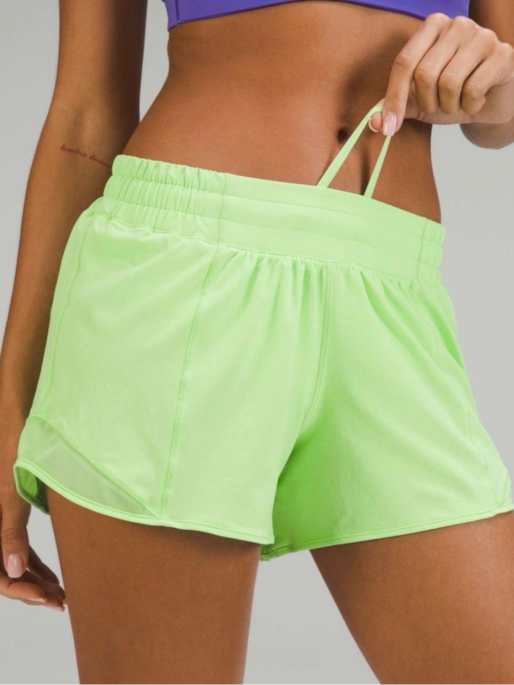 Lululemon Neon Lime Women's Athletic Shorts with Drawcord